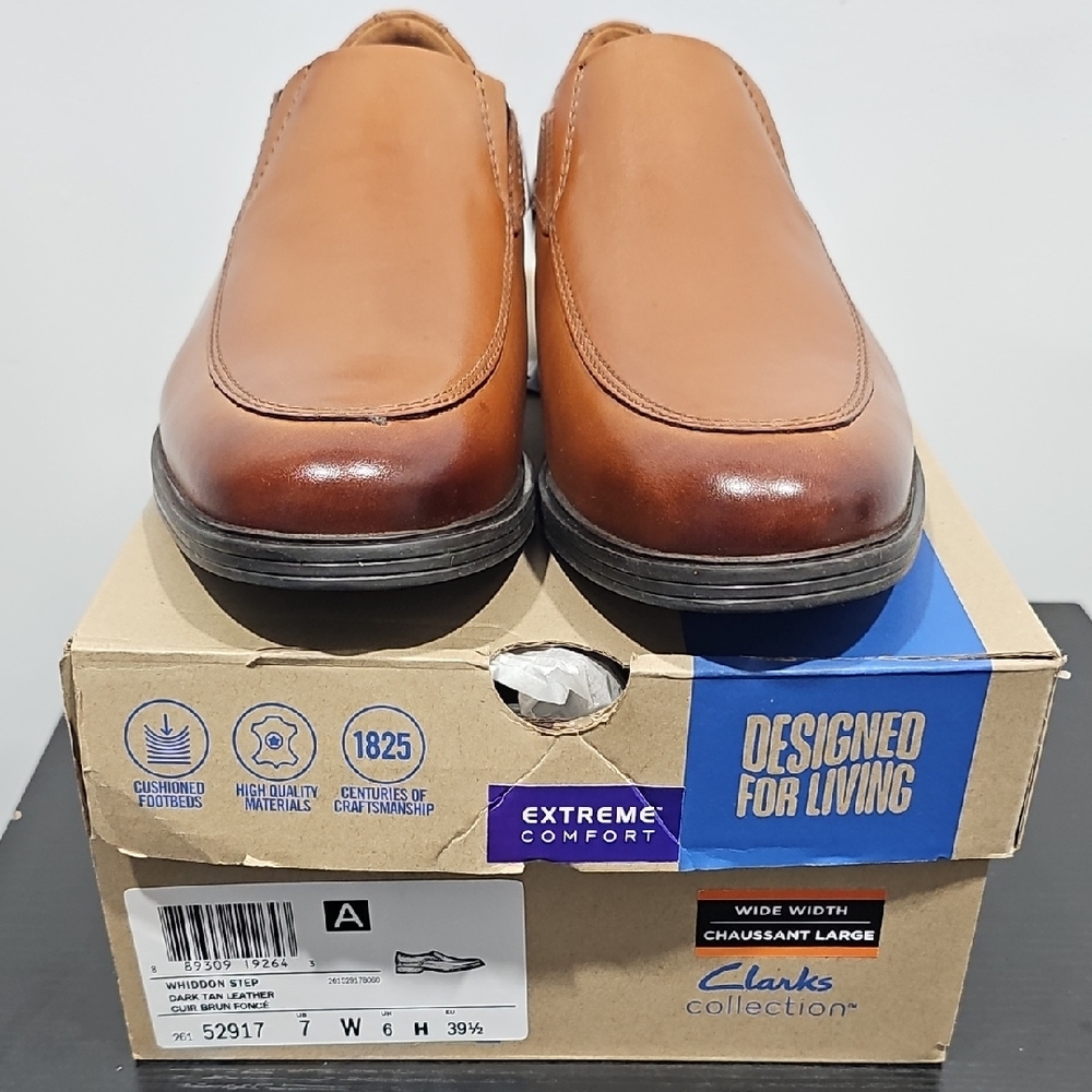 Clarks Men's Tan Leather Slip-On Loafers